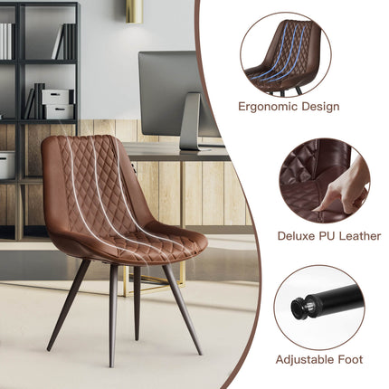 Armless PU Leather Dining Chairs Set of 2