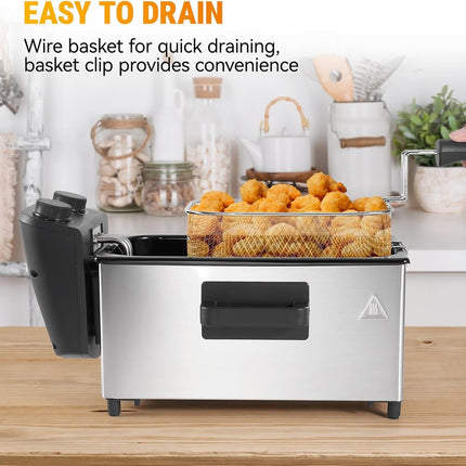 5L Deep Fryer with Basket Time & Temperature Control