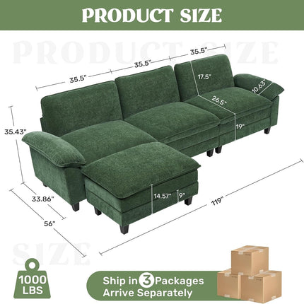118" Modular Comfy Cloud Sectional Sofa