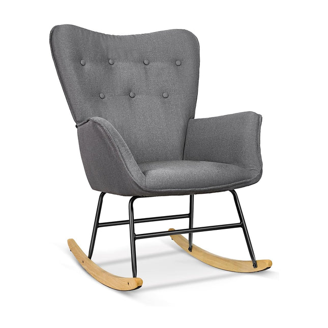 Ergonomic Rocking Chair with High Back Upholstered Armchair