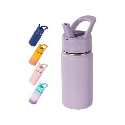 12oz Stainless Steel Kids Water Bottle – Insulated Leak-Proof with Straw
