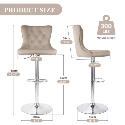 Velvet Swivel Bar Stools Set of 2