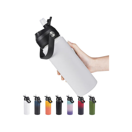 18oz Stainless Steel Insulated Bottle – Wide Mouth Leak-Proof with Straw
