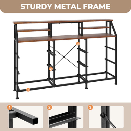 Storage Cabinet with Metal Frame and Wooden Top