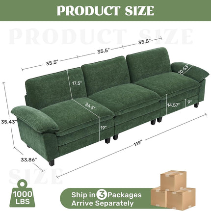 118" Modular Comfy Cloud Sectional Sofa