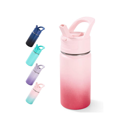 12oz Stainless Steel Kids Water Bottle – Insulated Leak-Proof with Straw