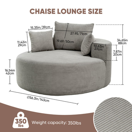 55''W 3.5CM Corduroy Foam Sofa Single Sofa