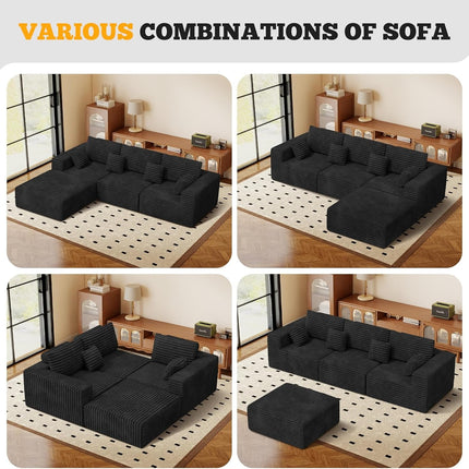 113" Modular Sectional Sofa Convertible L-Shaped Cloud Couches