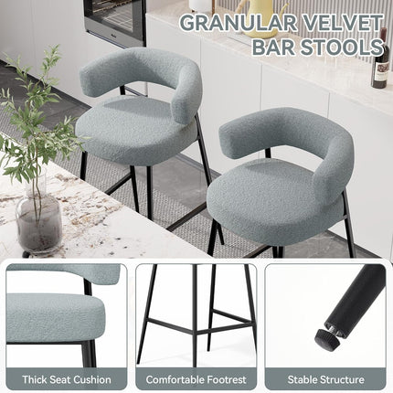 Velvet Upholstered Modern Counter Height Bar Stools Set of 2