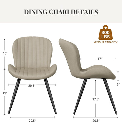 Modern Leather Upholstered Dining Chairs Set of 2