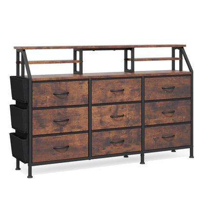 Storage Cabinet with Metal Frame and Wooden Top