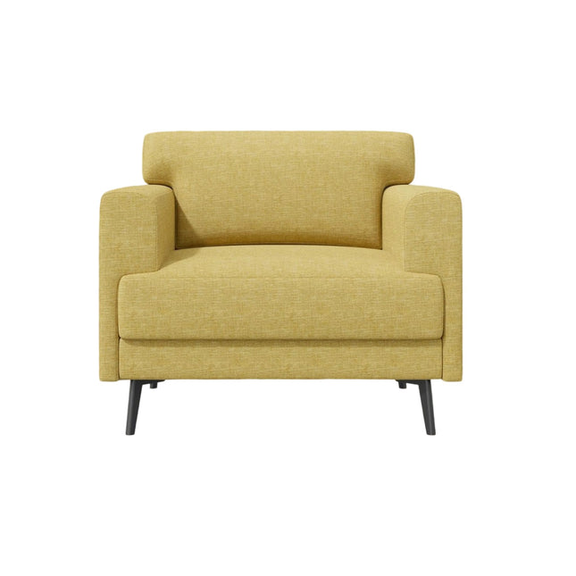 Linen Fabric Comfy Upholstered Armchair Single Sofa
