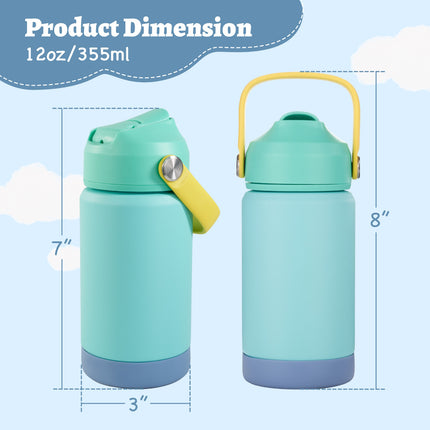 Stainless Steel Kids Insulated Bottles 2-Pack, Leak-Proof with Straw