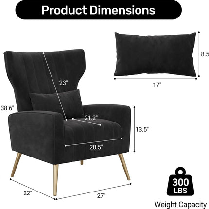Upholstered Sofa Chair with Lumbar Pillow
