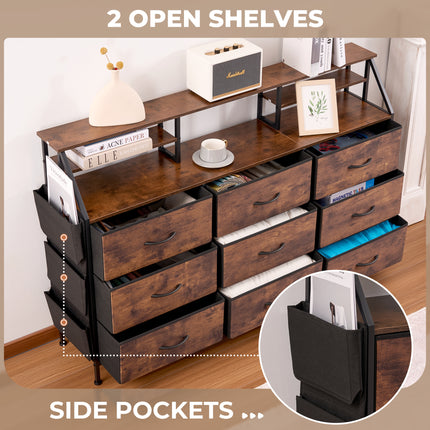 Storage Cabinet with Metal Frame and Wooden Top