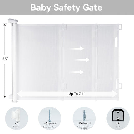 Adjustable 0-180cm Safety Gate for Stairs Doors Pets & Kids
