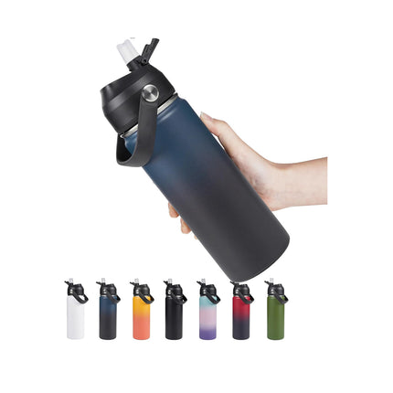 18oz Stainless Steel Insulated Bottle – Wide Mouth Leak-Proof with Straw
