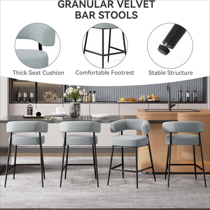 Velvet Upholstered Modern Counter Height Bar Stools Set of 2