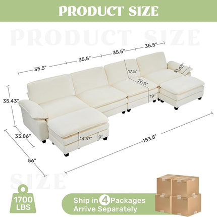 118" Modular Comfy Cloud Sectional Sofa