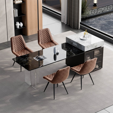 Armless PU Leather Dining Chairs Set of 2