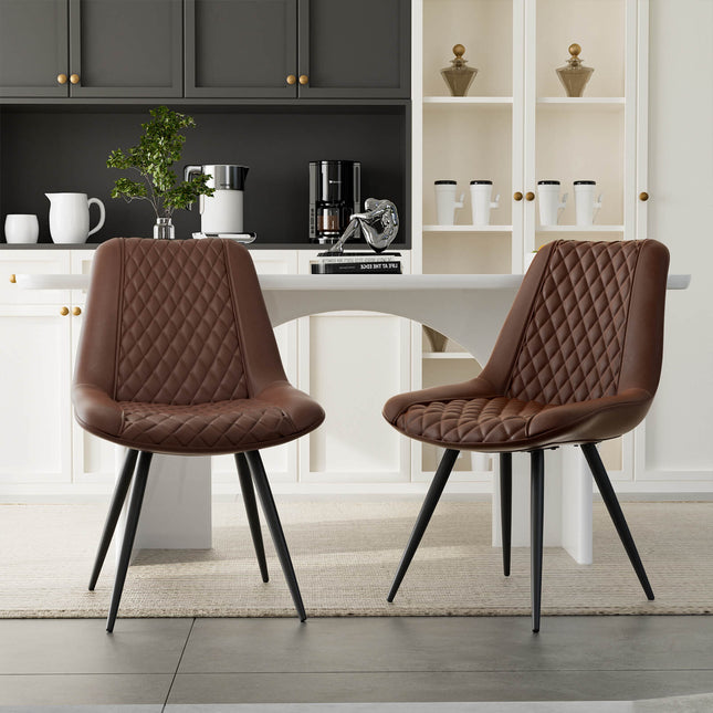 Armless PU Leather Dining Chairs Set of 2